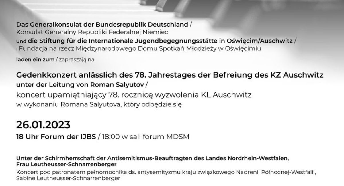 Koncert Romana Salyutova upamiętniający 78. rocznicę wyzwolenia KL Auschwitz